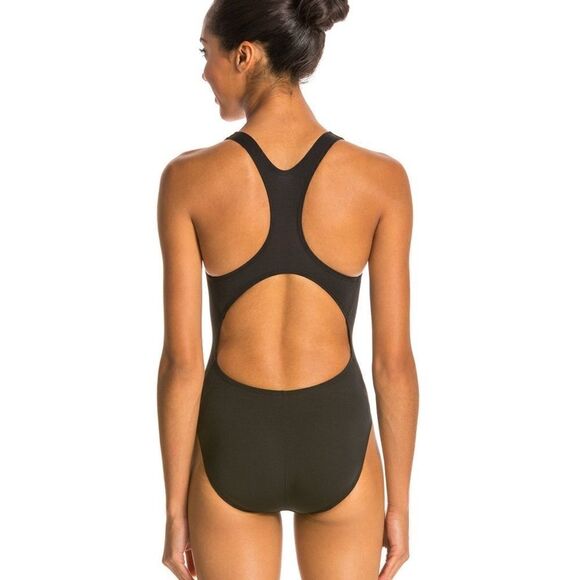 “Dolphin Ocean” Racing Solid Performance Back One Piece Swimsuit • Blk• 26 • NWT - Picture 3 of 13
